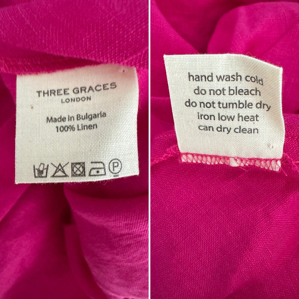 Three Graces London Valentina One Shoulder Linen Maxi Dress pink size UK 8 US 4 - Picture 11 of 15